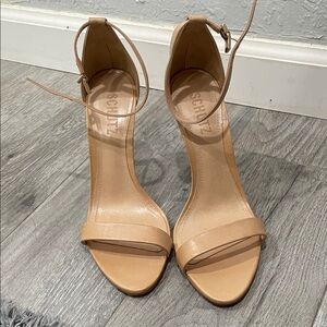 SCHUTZ Tan Nude Ankle-Strap Stiletto Sandals